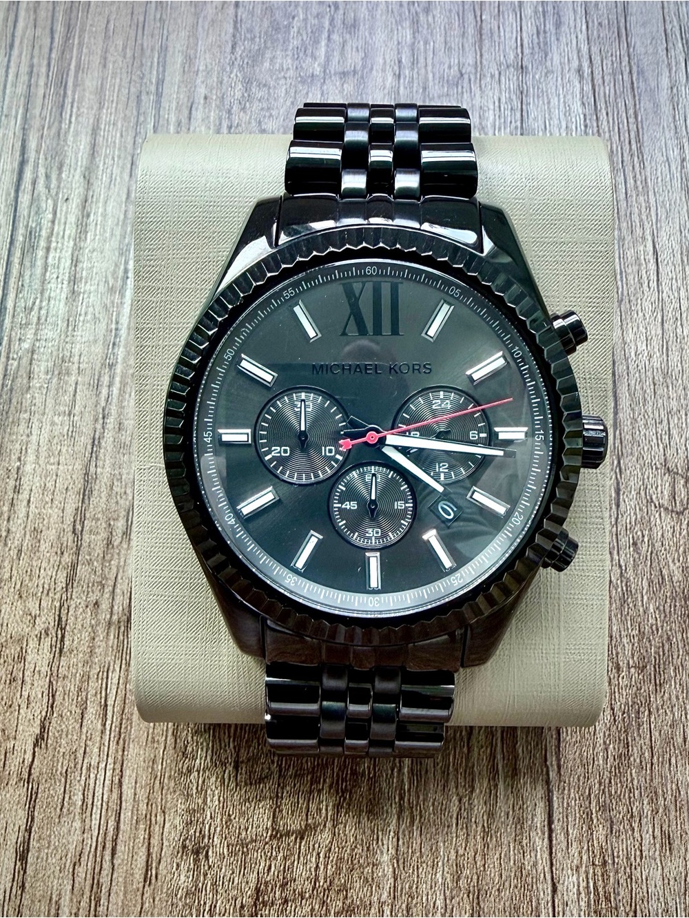 Michael Kors Lexington MK8320 Black Chronograph Watch New Battery